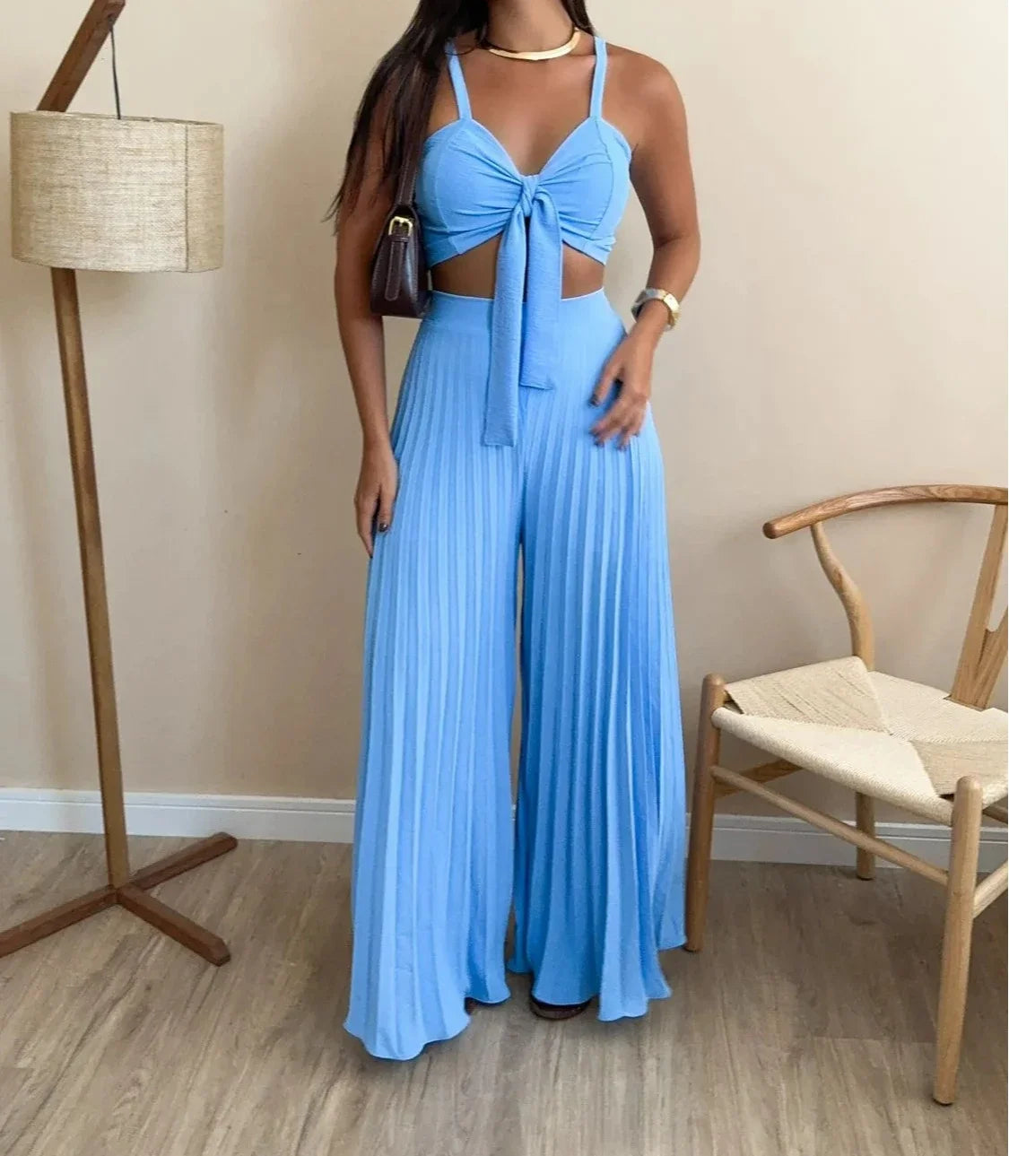 2 Piece Pants Set Women Streetwear Fashion Versatile Sleeveless Camisole Vest and Loose Wide Leg Trousers Suit Summer 2025 New