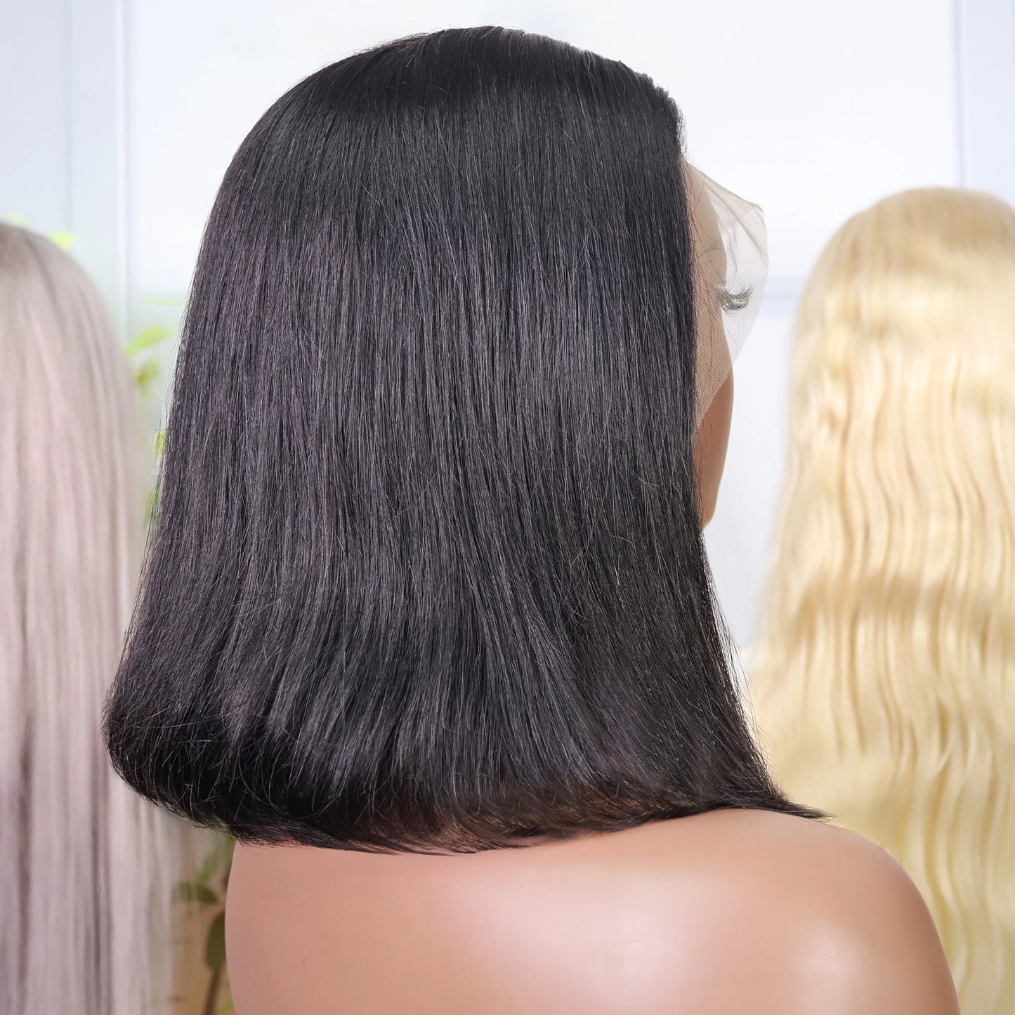 Straight Bob Wig Human Hair 200 Density Transparent 13x4 Lace Frontal Human Hair Wigs For Women Natural Color 100% Peruvian Hair