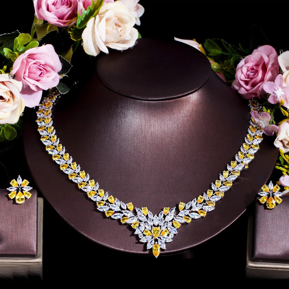 Yellow Cubic Zirconia Bridal Jewelry Set