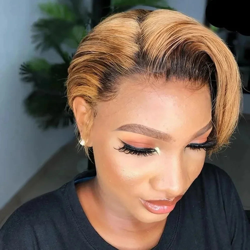 Pixie Cut Wig Human Hair Wigs Short Bob Perruque Bresillienne 13X4X1 Transparent Lace Wig Straight Human Hair
