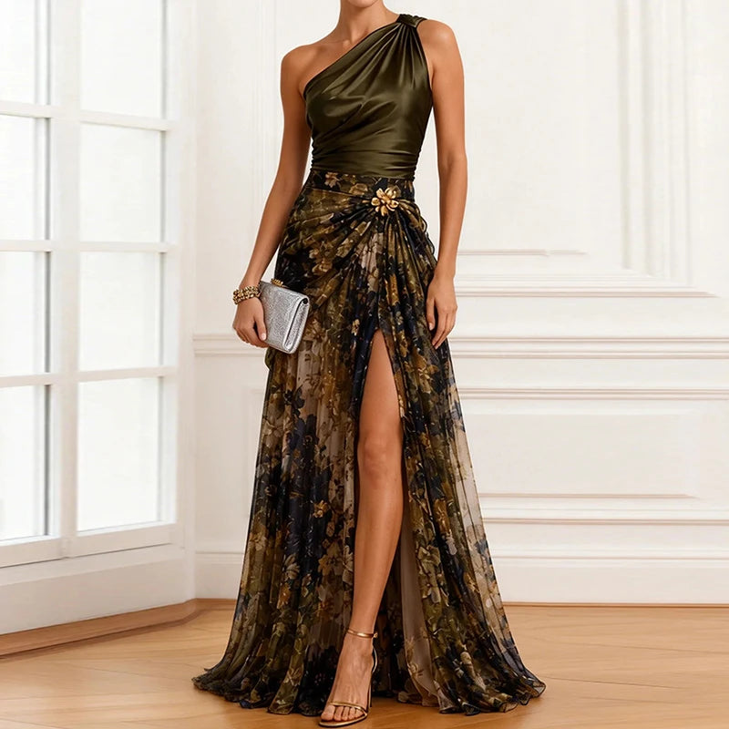 Summer Printed Patchwork Sleeveless Maxi Dress for Women