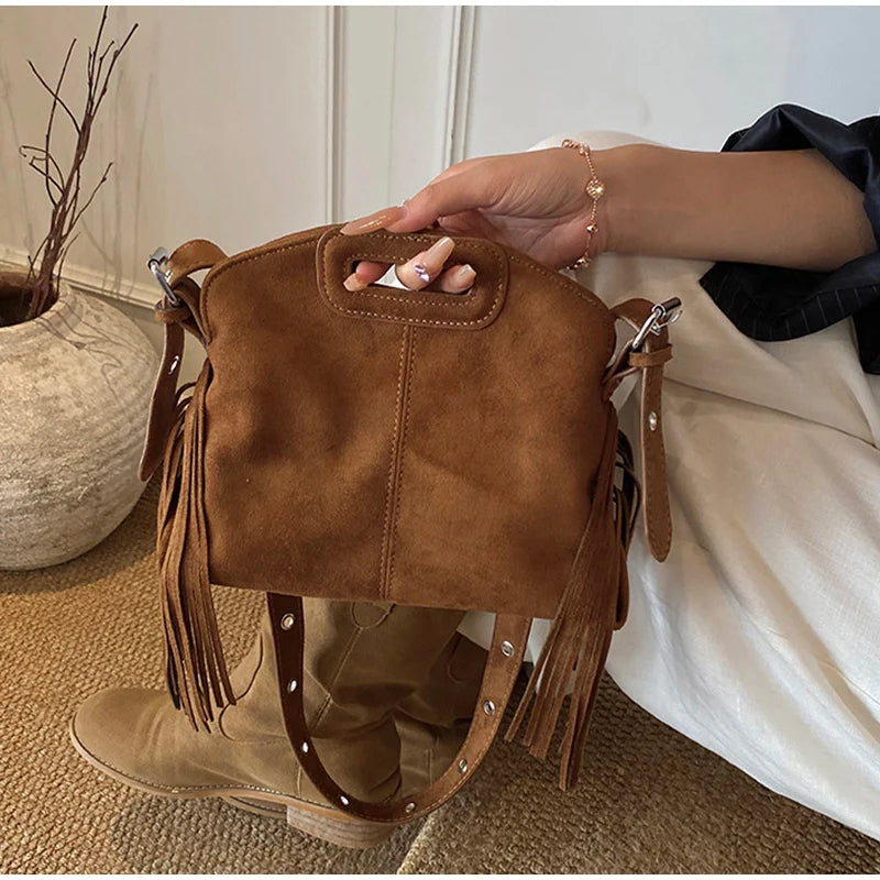 Luxury Tassel Lady Clutch With Adjust Shoulder Strap Large Capacity Shoulder Crossbody Bag Korean Fashion Versatile Dumpling Bag