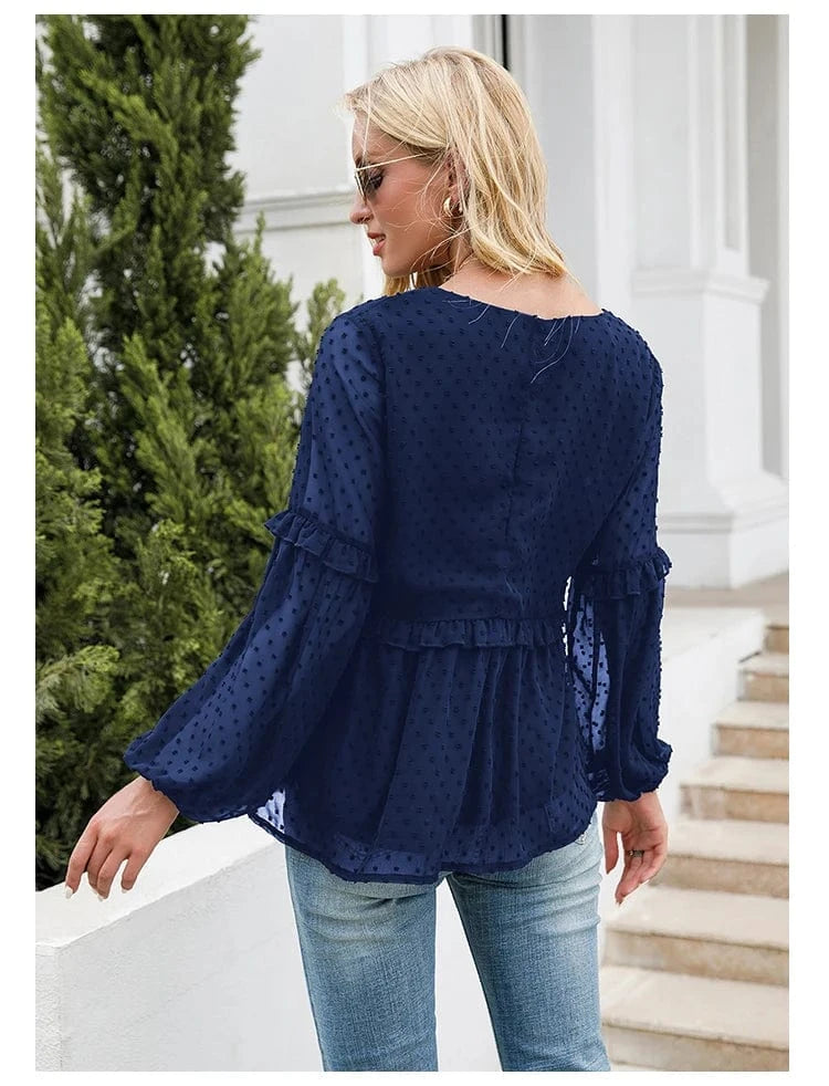 Spring Summer New Women's Black Lace Collar Maternity Shirt Sheer Long Sleeve Drawstring Design for Expectant Mothers