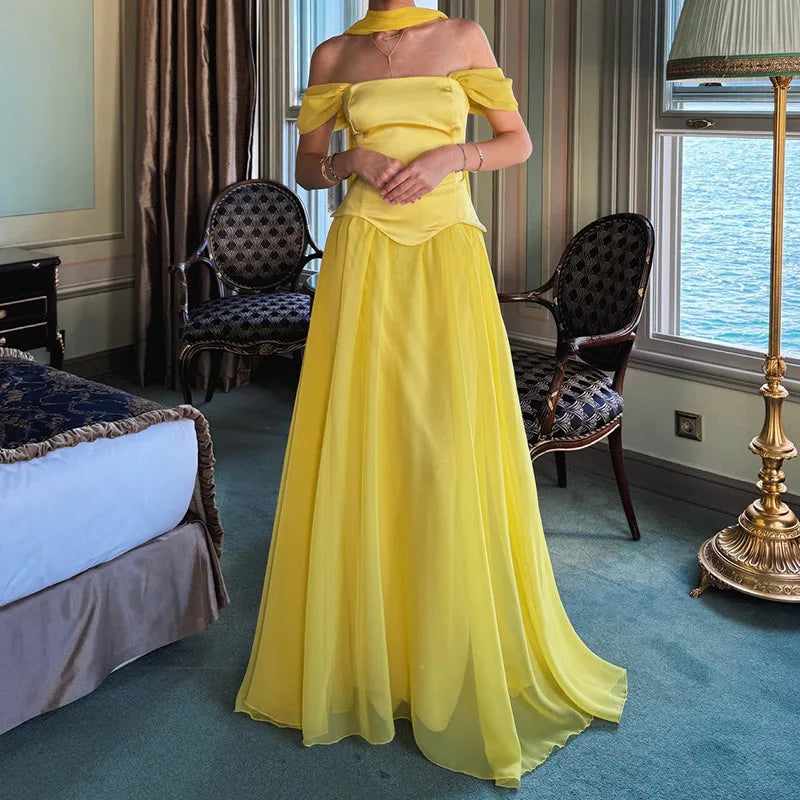 Elegant Satin Backless Pleated Evening Dress for Women