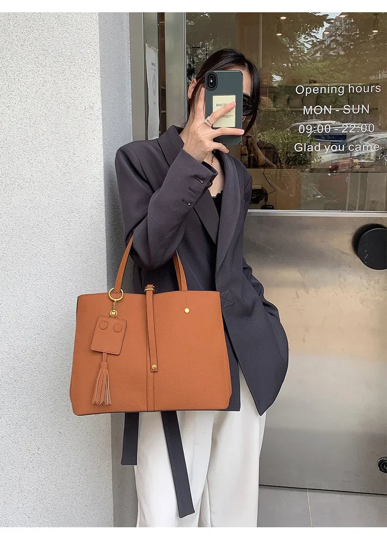 Female Soft Natural Cowhide Handbags Women Cow Genuine Leather Shoulder Bag Ladies Fashion Designer Luxury Retro Crossbody Bags