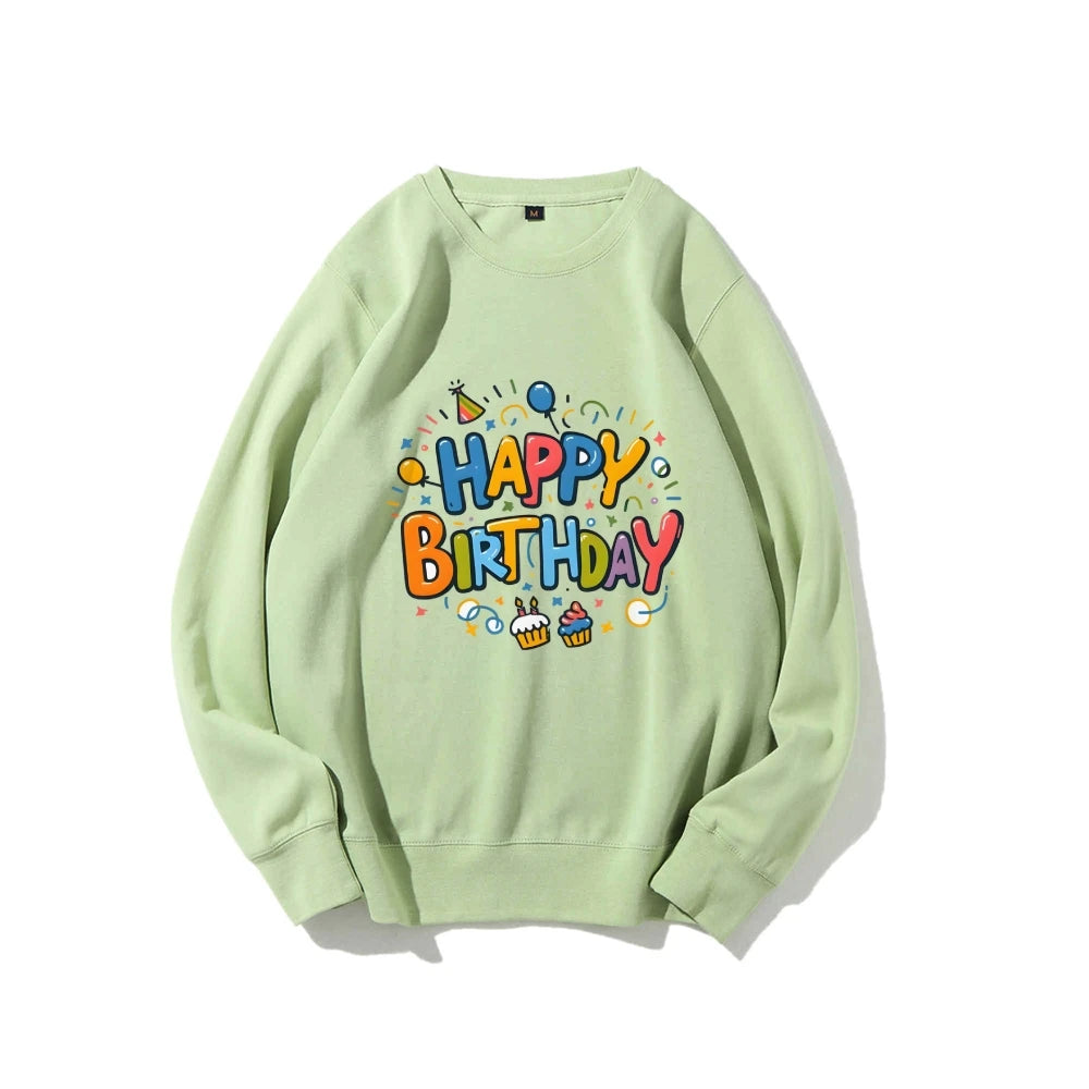 Birthday Graphic Casual Sweatshirt Trendy Multi-Colored Cotton Soft Top New Fashion Crew Neck Pullover Long Sleeve Loose Sweater