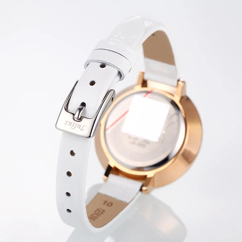 Mother-of-pearl Julius Lady Women's Watch Japan Quartz Fashion Hours Bracelet Real Leather Girl's Gift No Box