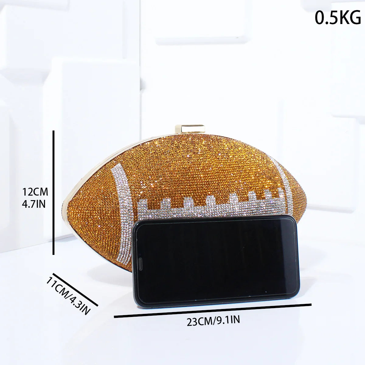 Football-Shaped Evening Minaudière - Exquisite High-End Banquet Purse for Dance Events Versatile Shoulder Messenger Bag