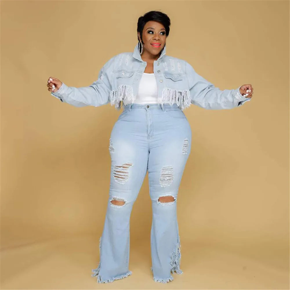 Wmstar Plus Size Jeans Women Bodycon Stretch Solid Pockets High Waist Fashion Denim Flared Pants 2022 Wholesale Dropshipping
