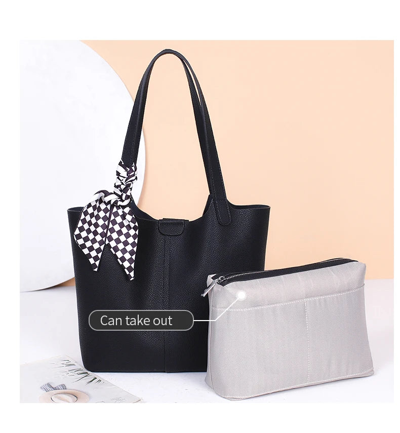 Genuine Leather Designer Luxury Bag Large Capacity Fashionable Casual Shoulder Bag Commuting work handbag for women office