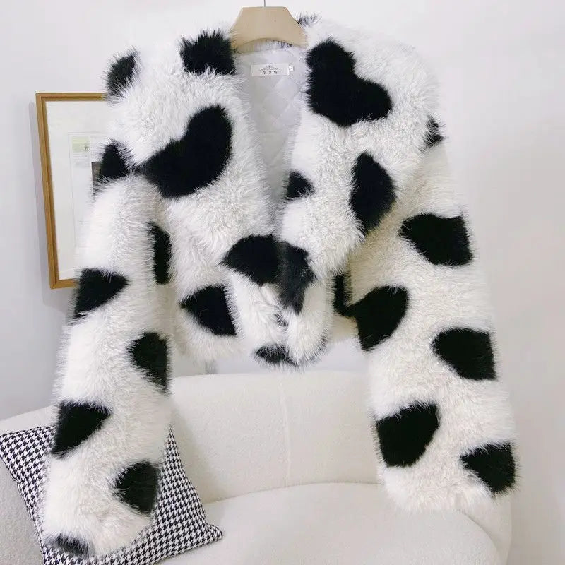 Fur Coat Women's Jacket Navy Collar Love Clothing 2025 Autumn Winter
