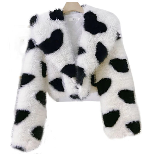 Fur Coat Women's Jacket Navy Collar Love Clothing 2025 Autumn Winter