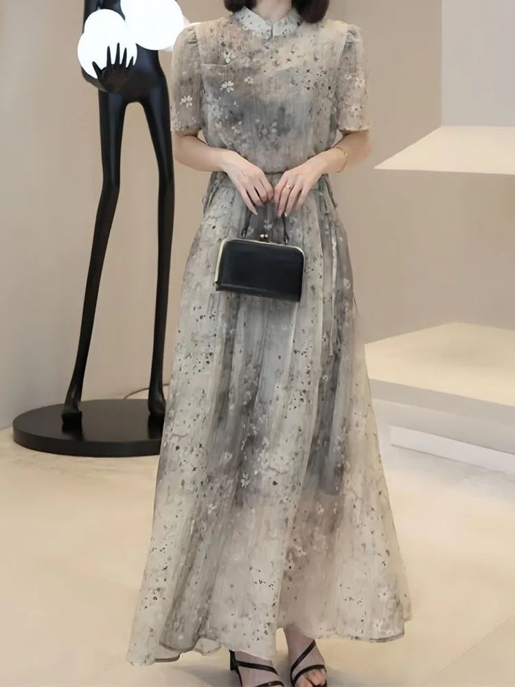 French national style printed skirt women's spring and summer new high-quality fashion design sense niche temperament two-piece