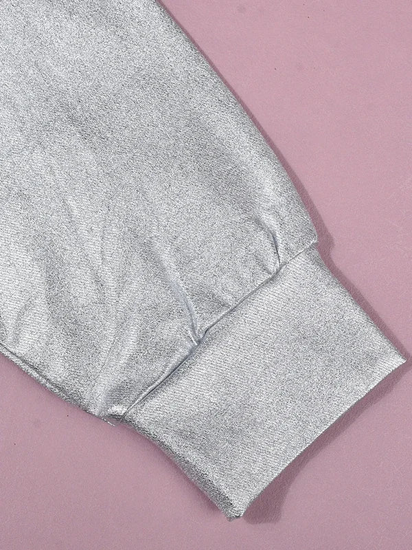 2024 New Autumn Women's Pullover Sweatshirt Silver Simple Casual Shirt Streertwear Female Long Sleeves Tops T-shirts