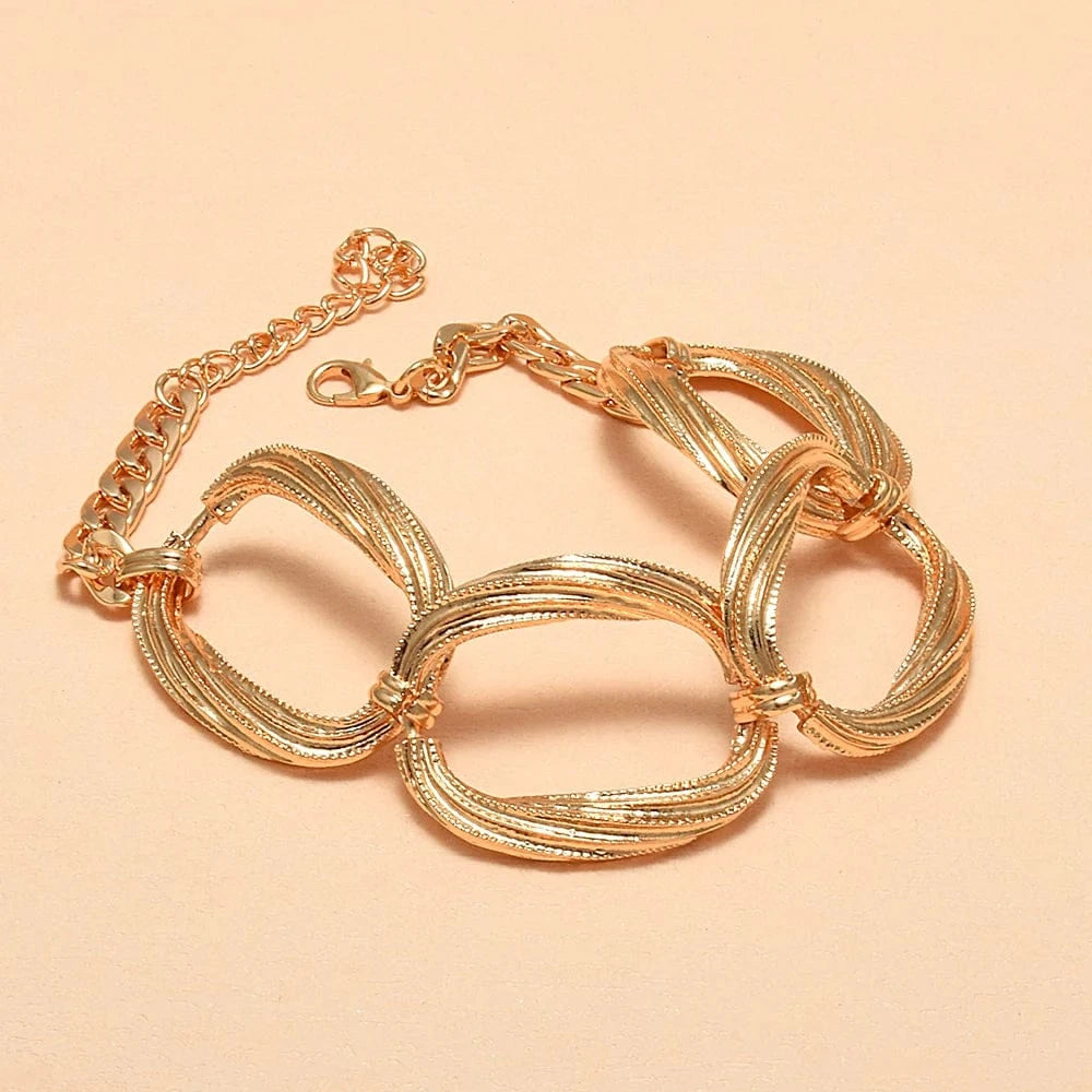 Trendy Bracelet Golden Metal Bracelet Wholesale Of Women's Accessories Round Hoops Bracelet