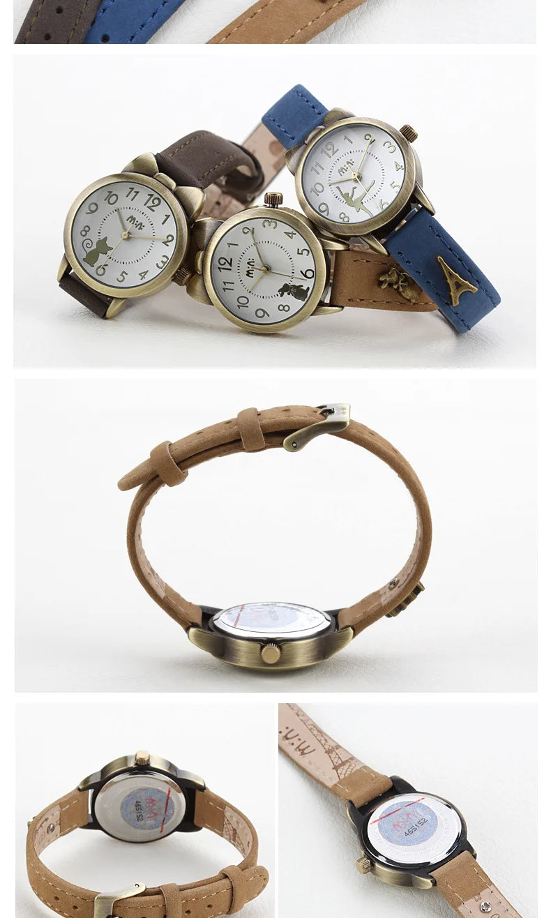 Montre M:N: Brand Fashion Watch Ladies Luxury Hand-made 3D Cat Girl Gift Quartz Wristwatch Waterproof for Women 2025 Reloj Mujer