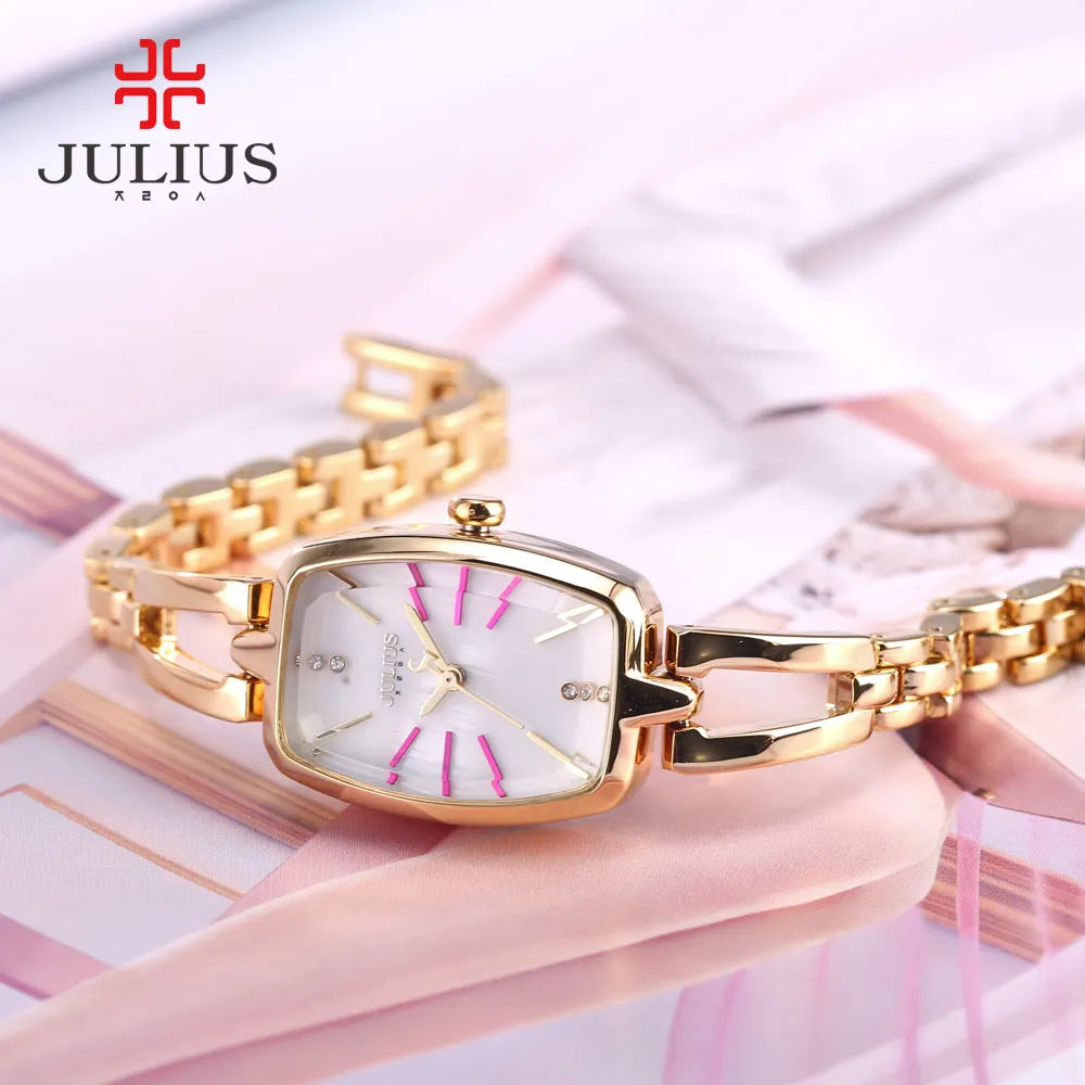 Top Julius Lady Women's Watch Mother-of-pearl Japan Quartz Fashion Hours Chain Lovely Business Girl Birthday Gift Box