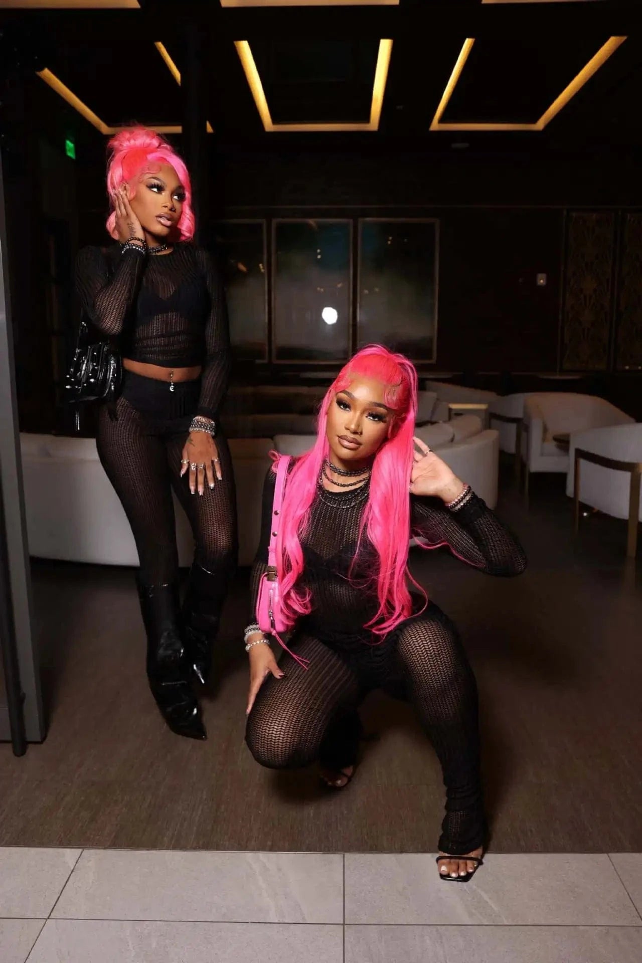 CM.YAYA Fashion See Though Women's Set Long Sleeve T-shirt and Flare Pants 2024 Active Street Two 2 Piece Sets Outfits Tracksuit
