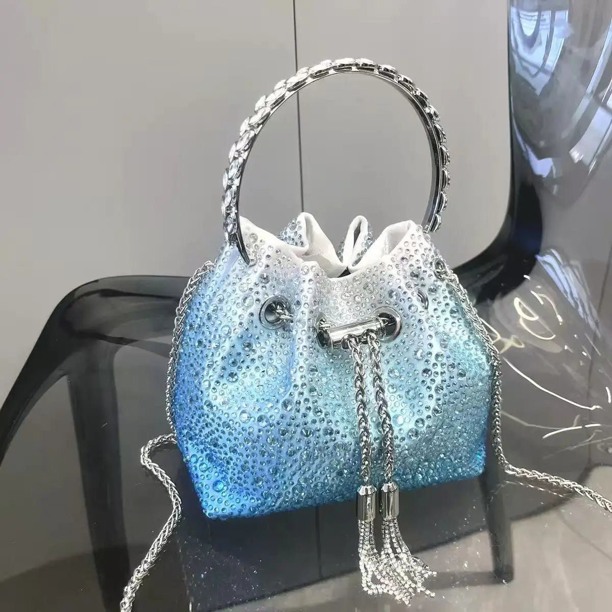 Luxury Designer Women's Handbag Crystal Shiny Rhinestones Diamond Evening Bag Wedding Party Clutch Purse Shoulder Crossbody Bag