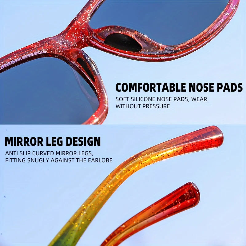 1 Pair Unisex Polarized Square Fashion Sunglasses - Lightweight Purple Glitter Frame, TAC Lenses for Outdoor Sports & Fashion
