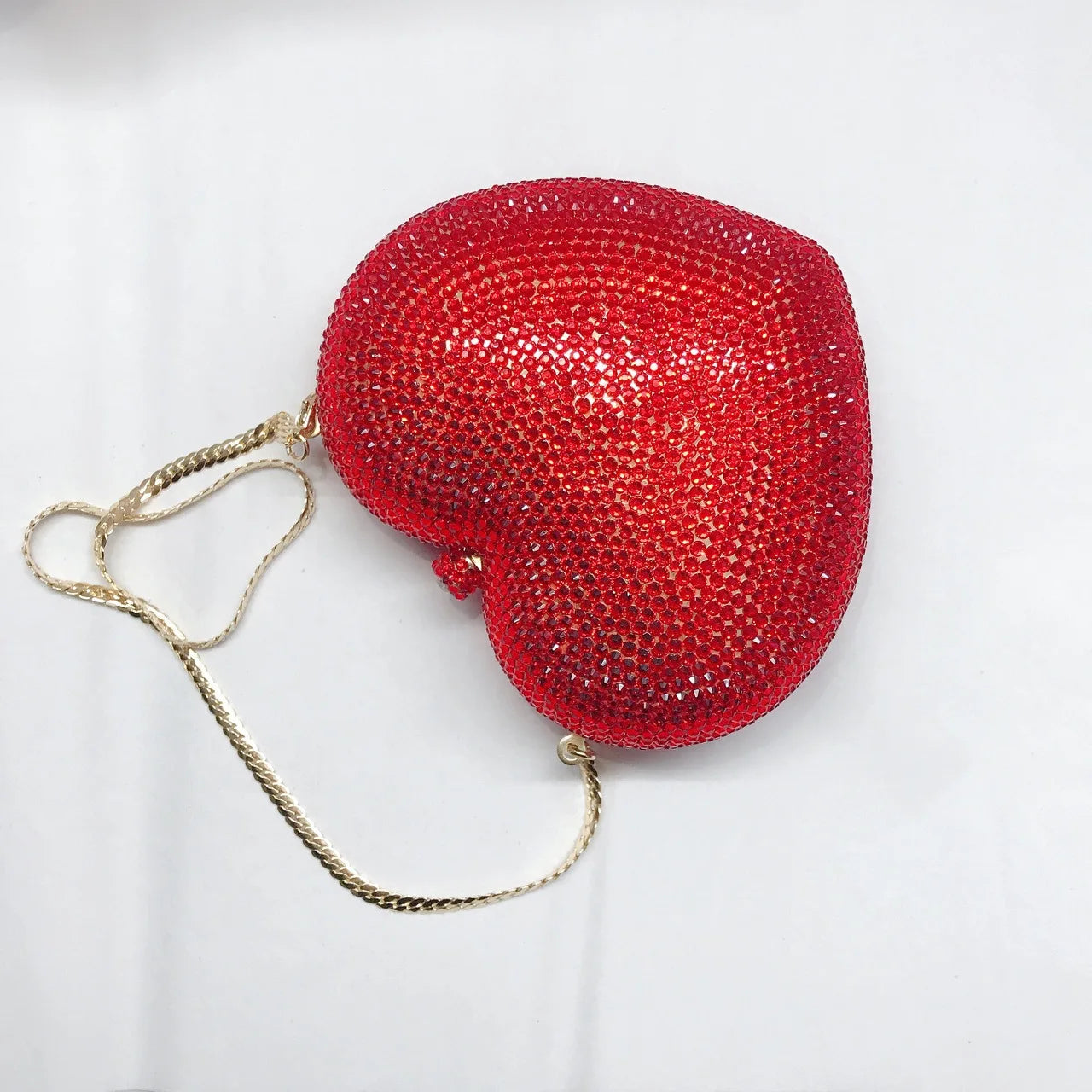 Red Peach Heart-shaped Diamond-encrusted Dinner Bag Full Of Diamonds Love Clutch Bag Hard Box Crystal Women's Banquet Dress Bags