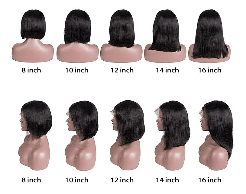 Straight Short Bob Wigs 13x4 Human Hair Lace Frontal Wigs 200% Remy Pre Plucked Transparent Lace 4x4 Short Bob Wigs For Women