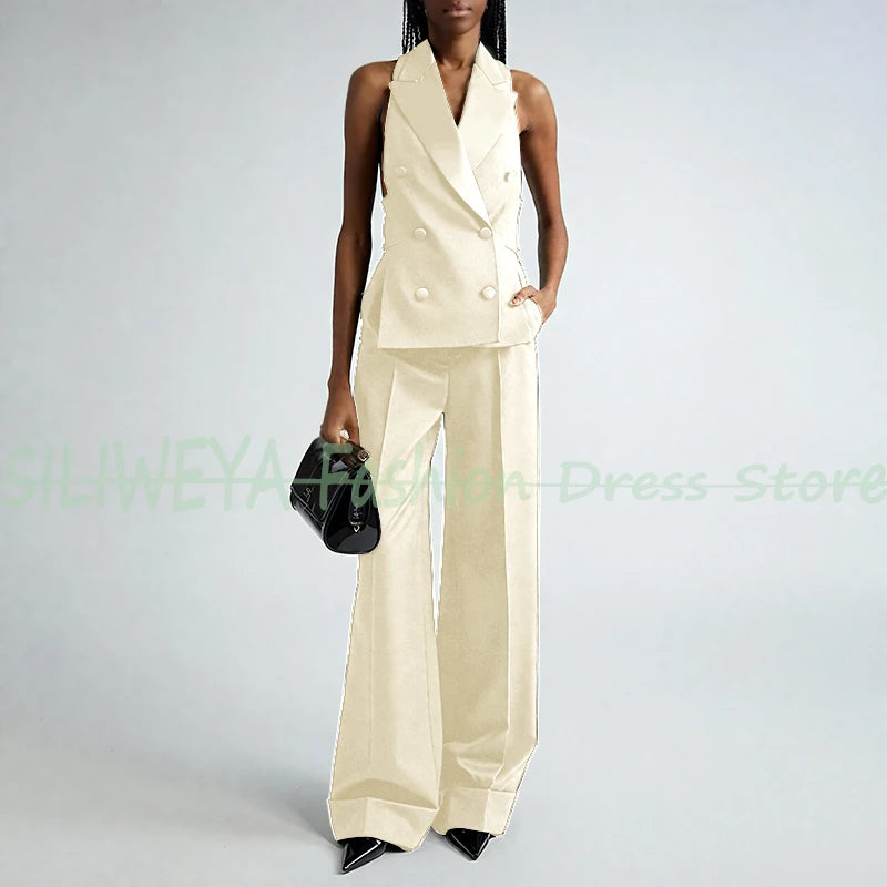 Double Breasted Vest And Pants Set