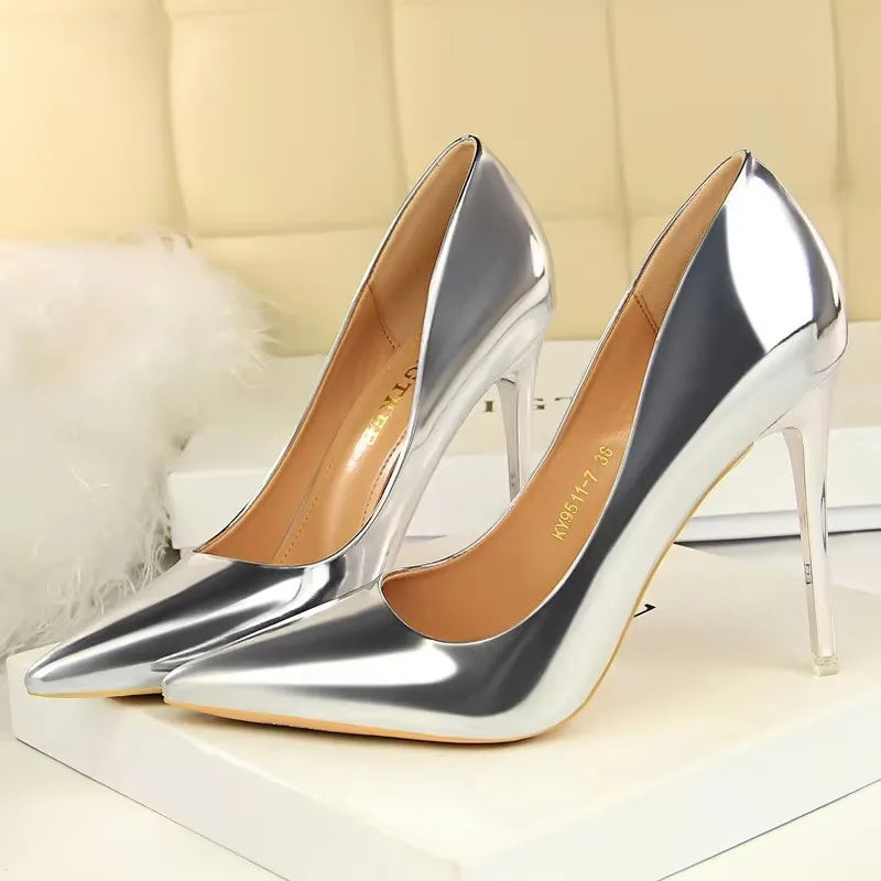 Classic Patent Leather Stiletto High Heel Pumps for Women