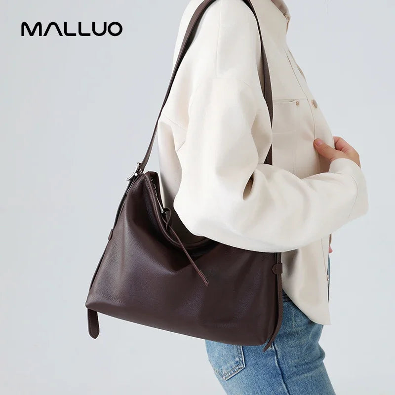 Cowhide Genuine Leather Handbags Women Casual Shoulder Bag Female Fashion Shopping Retro Large Luxury Designer Ladies Bags New