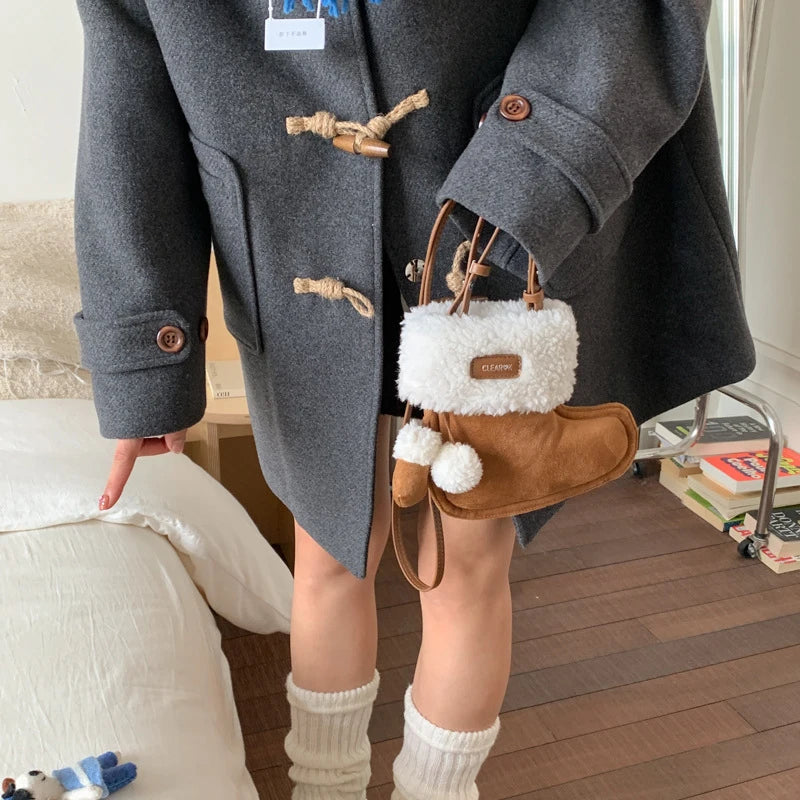 Christmas Boots Messenger Bag Creative Fashion New Retro Glove Bag Messenger Bag Mobile Phone Bag Frosted Suede Cute Gift Wallet