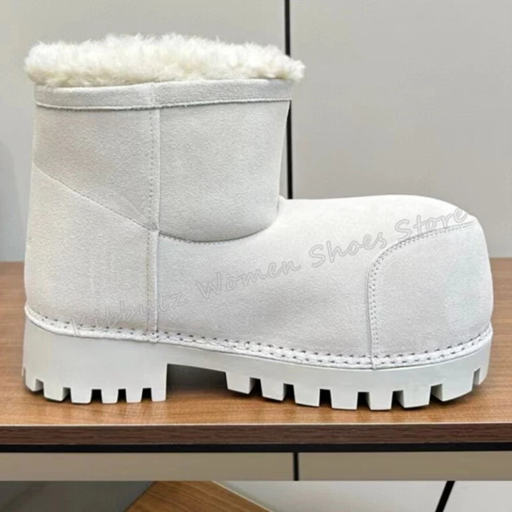 Suede Warm Winter Snow Boots Knee High Big Round Toe Flat With Outdoor Fashion Concise Luxury Sexy Novelty Slip-On Shoes Newest