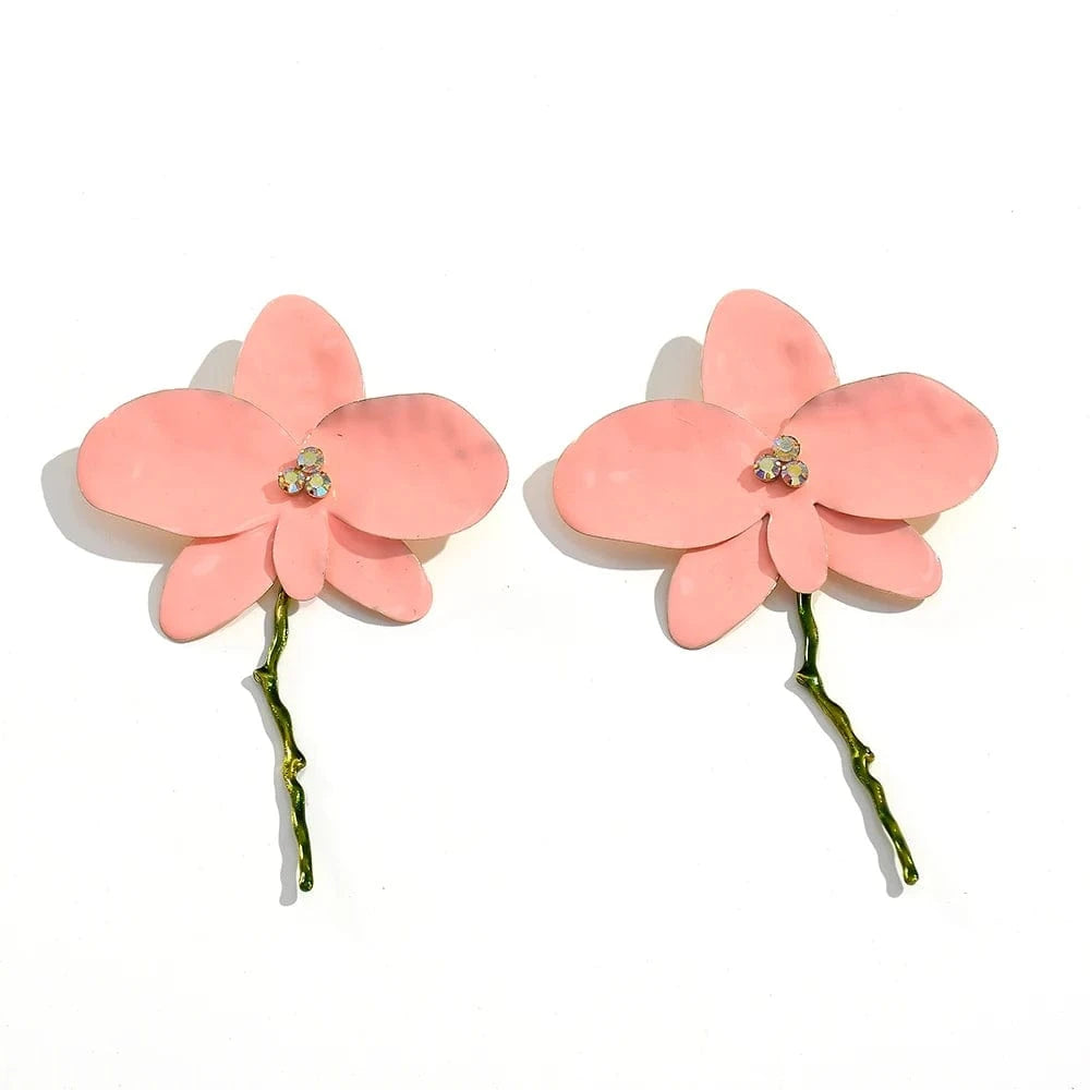 New Arrival Exaggerated Large Red Flower Drop Earrings High-Quality Trendy Long Earrings For Women Statement Jewelry Accessories