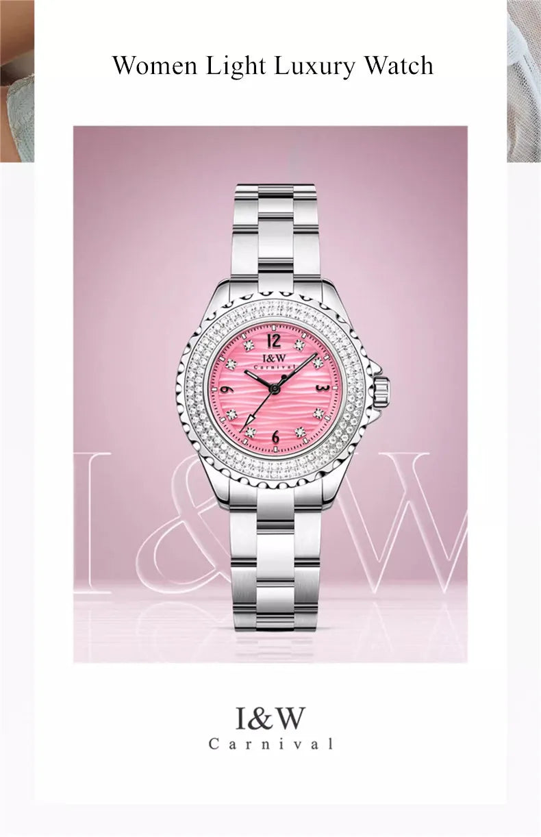 CARNIVAL Woman Fashion Quartz Wristwatches Ladies Brand Luxury Rose Gold Silver Watches Waterproof for Women Relojes De Mujer