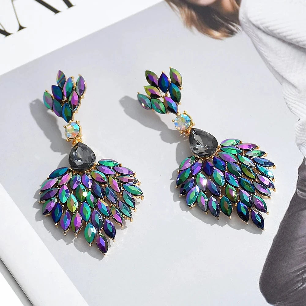 Hot-Sell High Quality Colorful Rhinestone Drop Earrings For Women Girls Party Wedding Crystal Accessories Jewelry Wholesale