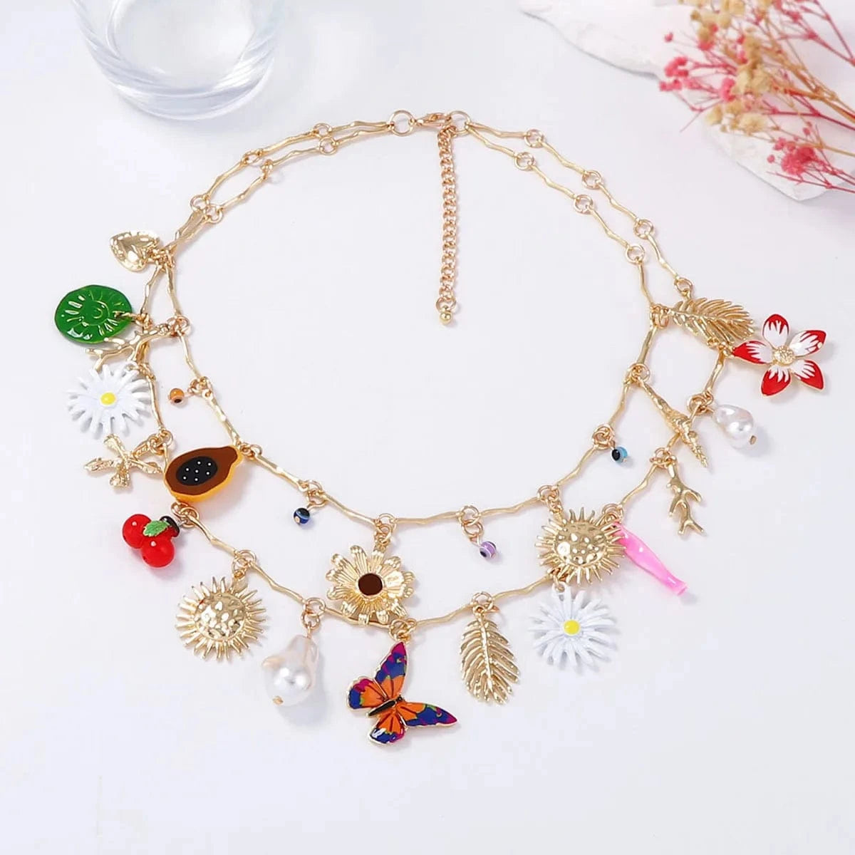 Luxury Crystal Exaggerated Water Droplet Tassel Necklace Women's Fashion Collarbone Chain