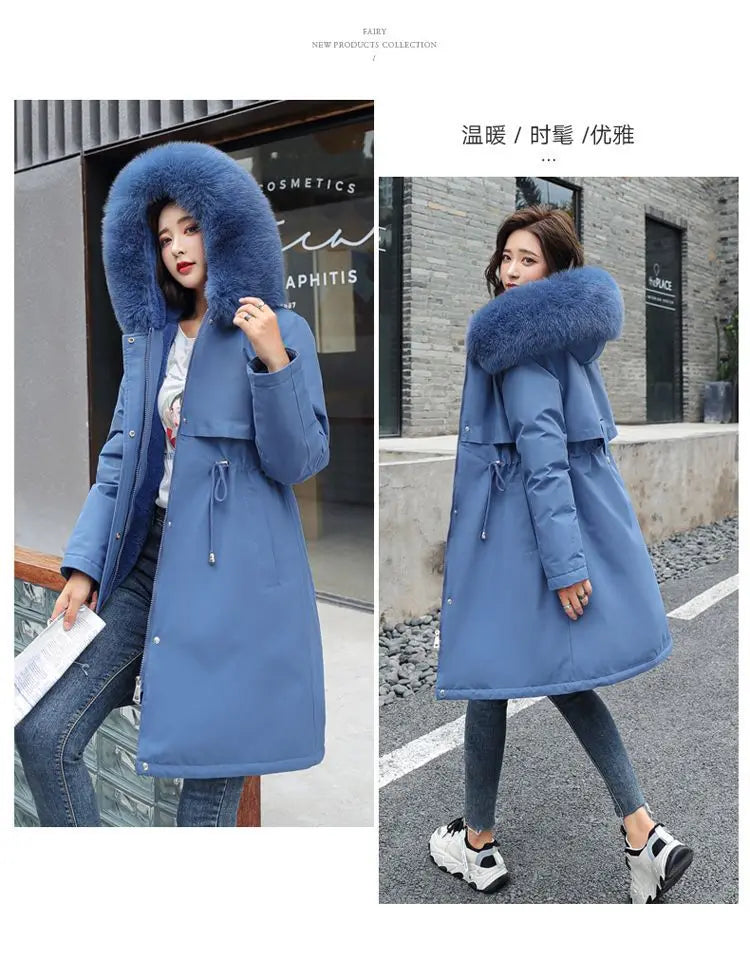 2025 New Parkas Women's Long Coat Winter Jacket Overcoming Plush Cotton Jacket