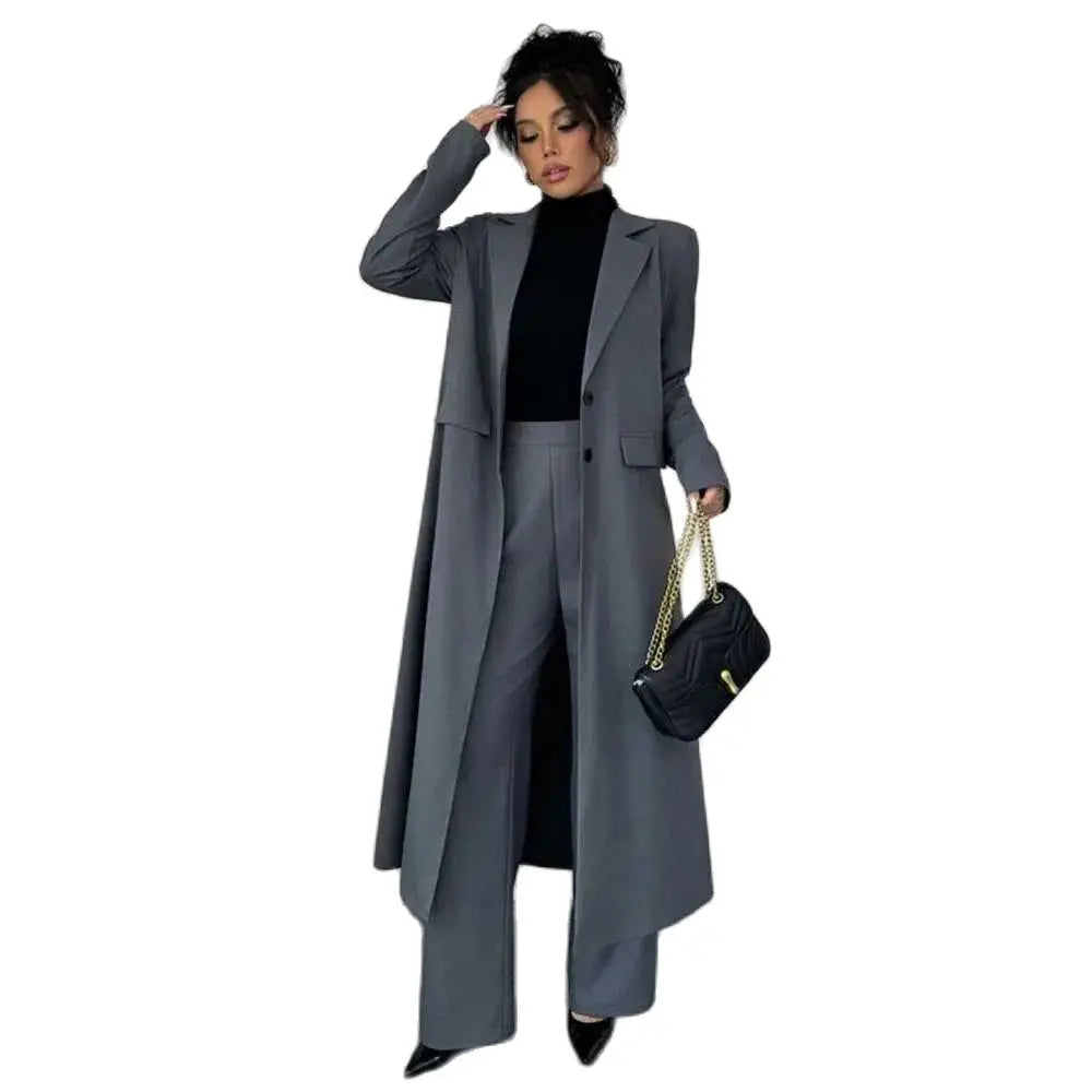 2024 Elegant Autumn New Arrival Suits for Women 2 Piece Long Jacket Pants Female Clothing Fashion Office Lady's Blazers Sets
