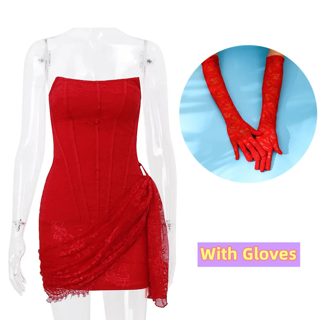 Elegant Vintage See-Through Stretch Lace Dress for Women