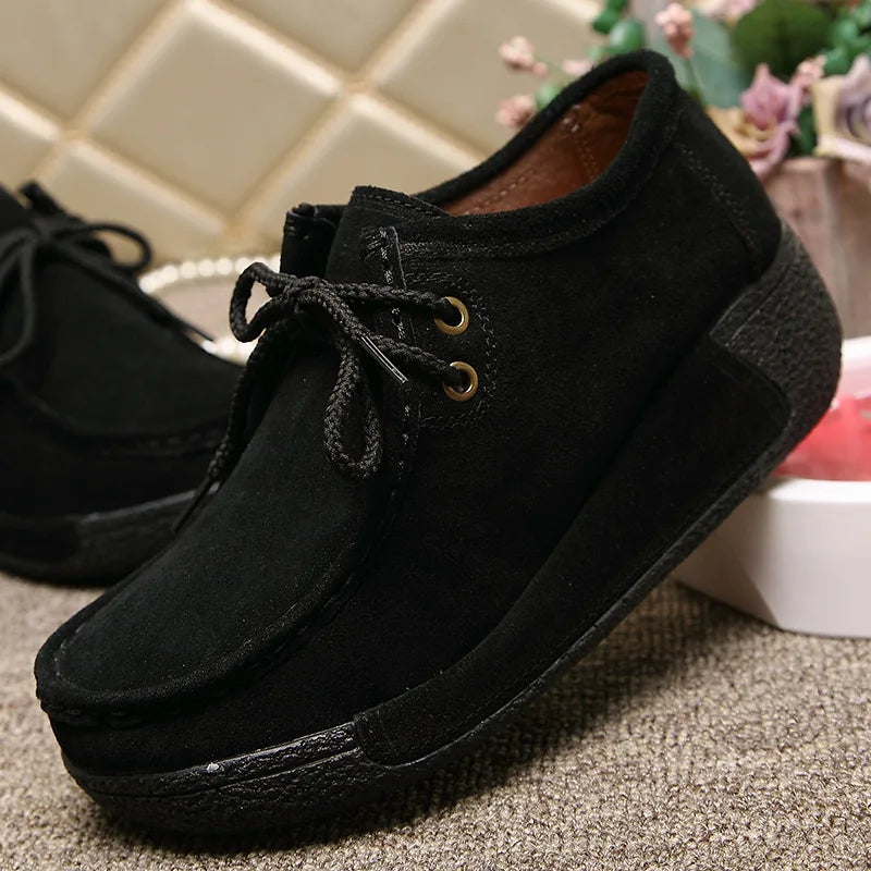 Lace Up Leather Platform Loafers