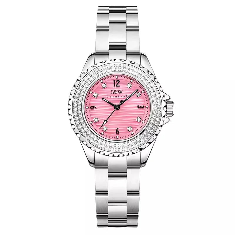 CARNIVAL Woman Fashion Quartz Wristwatches Ladies Brand Luxury Rose Gold Silver Watches Waterproof for Women Relojes De Mujer