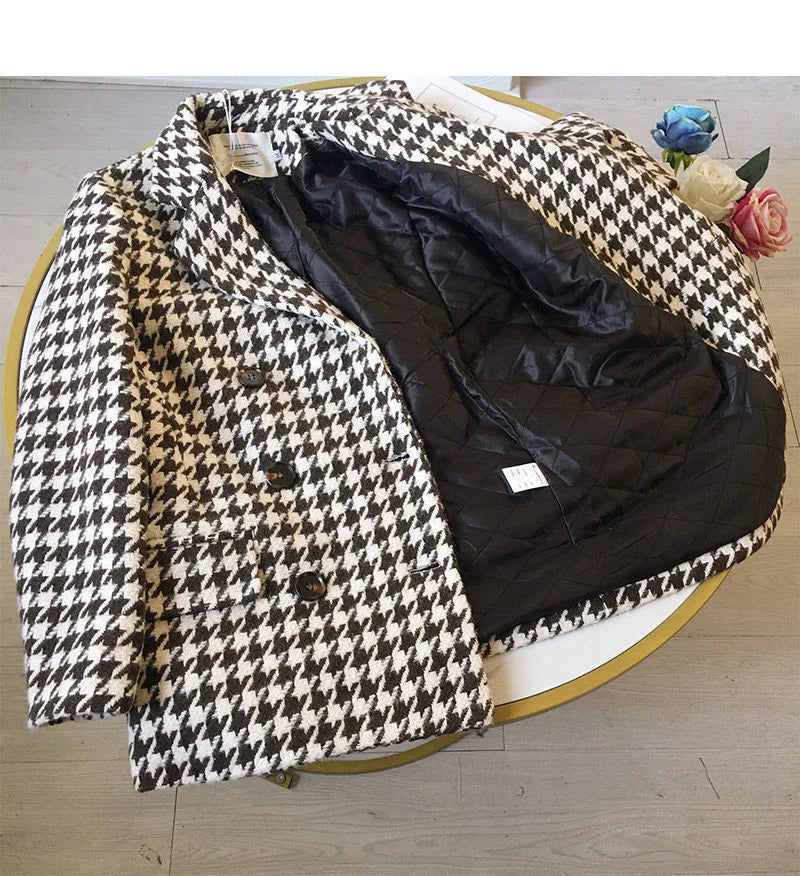 Thick Plaid Blazer Women Wool Coat 2025 New Spring And Autumn Suit Jacket Female Tide Ins Woolen Coat Blazer Femme Tops Outerwe