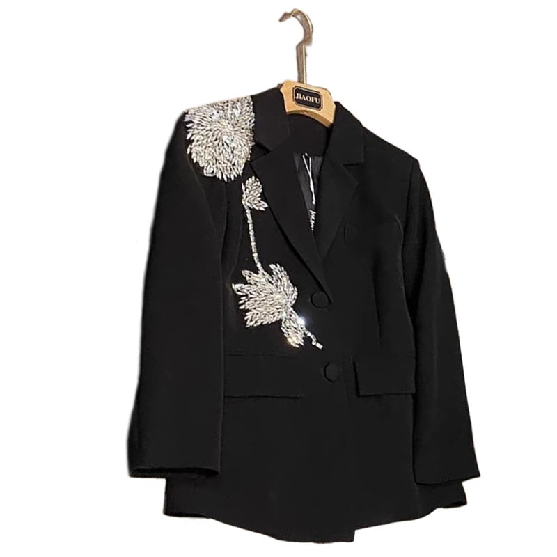 Women Blazers Coat Fashionable Flower Patchwork Loose Suit Jacket for Women