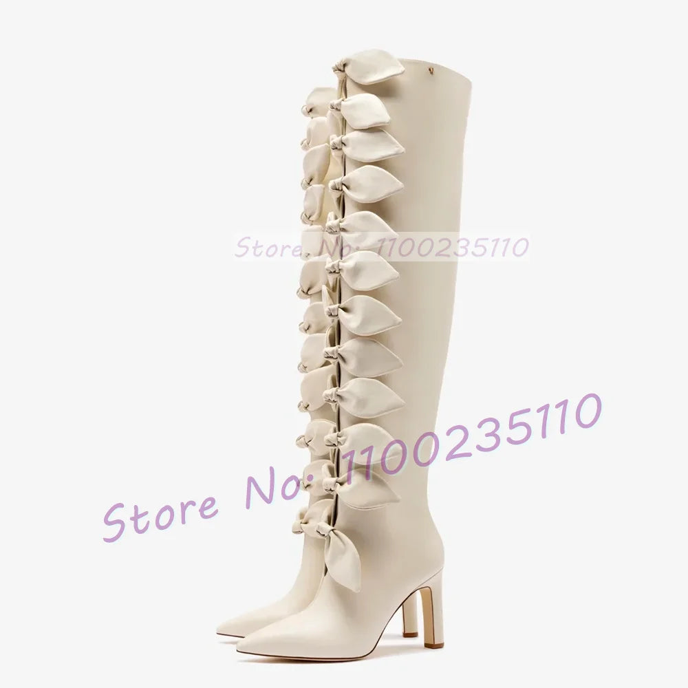 Pointed Toe Bow Detail Over The Knee Boots for Women