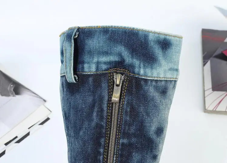 Vintage Square Heel Mid-Calf Boots With Zipper For Women