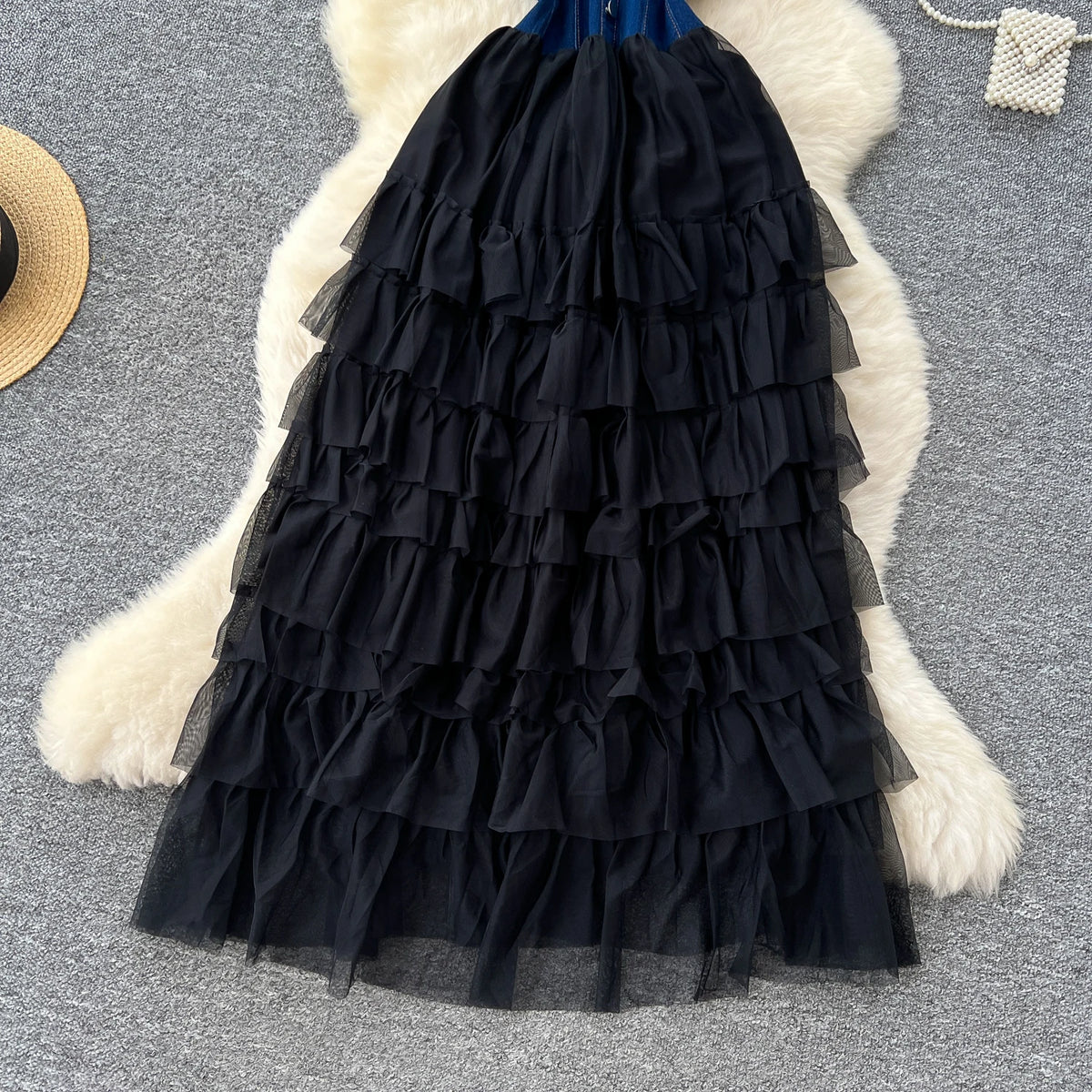Denim Patchwork Maxi Dress