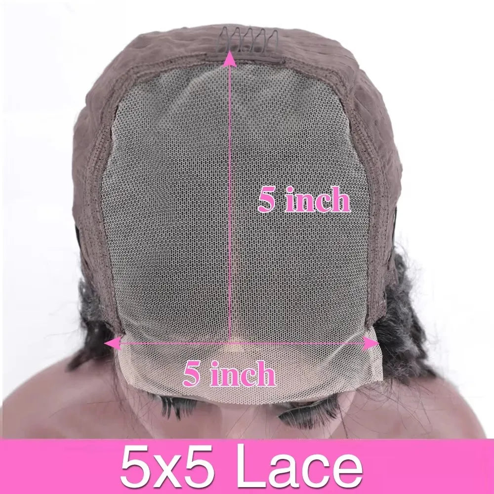 Kinky Straight Human Hair Transparent Lace Wig for Women