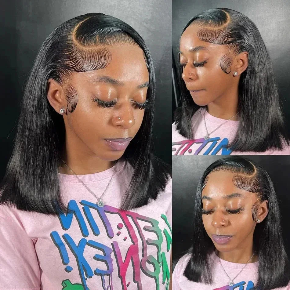 4x4 13x4 Lace Front Human Hair Bone Straight Wigs Cheap Short Bob Wig Brazilian Preplucked Lace Frontal Wigs 100% Human Hair
