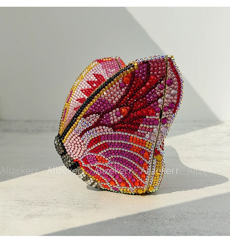 Alizekerr Butterfly Diamond Evening Bags Women 2025 Luxury Designer Gorgeous Rhinestone Clutch Purses And Handbags Wedding Party