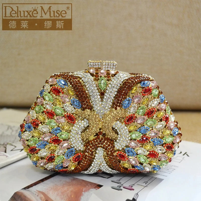 Crystal Rhinestone Sequined Evening Shoulder Bag for Women