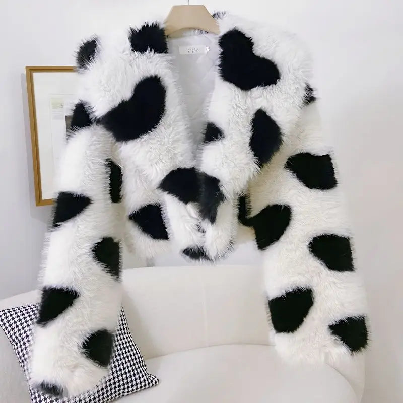 Fur Coat Women's Jacket Navy Collar Love Clothing 2025 Autumn Winter